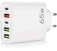 Chargeur USB C, 65W 5 Ports Chargeur USB C avec Chargeur Rapide Intelligent QC 3.0, Adaptateur d'alimentation USB pour iPhone