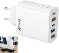 Chargeur USB C 65W,5 Ports Chargeur USB C avec Rapide Intelligent QC 3.0,pour Samsung Phone Pad Xiaomi,Blanc