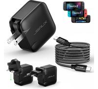 Chargeur USB C 65W avec Prise Pliable US,Adaptateurs UK/EU et Câble USB-C 2m,Charge Rapide PD pour Nintendo Switch 2,Steam Deck,MacBook,iPad,iPhone 16/15,Samsung,Ordinateur Portable