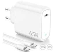 Chargeur USB C 65W avec Technologie PD3.0 et GaN II Chargeur Rapide USB C PPS avec Câble Type C 2M Compatible pour iPhone 15 Pro/Max, pour Galaxy S24/23/S22, pour MacBook Pro/Air, etc