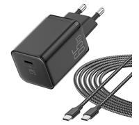 Chargeur USB C 65W, Charge Rapide GaN II PD3.0 avec Câble Tressé 2M | Compatible pour MacBook Pro/Air, pour Ordinateur Portable,pour Galaxy S26/S25/S24 Ultra, pour iPhone 17/16/15, pour Tablette