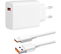 Chargeur USB-C 65W pour Oppo Super-VOOC, Chargeur Super-vooc avec câble USB-A vers C pour Oppo Find X7/X6/X5/X3/Reno 11/10/8/7/6 pour OnePlus 11/10T Nord 2T/10 Pro pour Realme GT/9 Pro