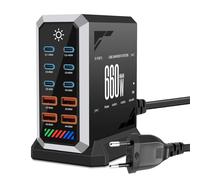 Chargeur USB C 660 W multiple, station de charge rapide à 10 ports avec ports 6 C + 4 A pour MacBook Pro/Air, iPad/iPhone 15Pro/Samsung, etc