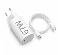 Chargeur USB-C 67W XRJ compatible avec Xiaomi charge rapide GaN 6A avec câble USB-C vers USB-C prise EU blanc