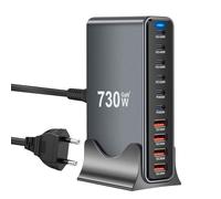 Chargeur USB C 730 W, multiple, 10 ports, station de charge rapide avec bloc d'alimentation 6 -C et 4 A pour MacBook Pro/Air, iPad Pro/Air, Samsung etc