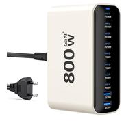 Chargeur USB C 800W GaN,10 Ports USB Chargeur Rapide pour Ordinateur Portable Bloc d'alimentation PD Compatible avec MacBook Pro/Air/Dell/iPhone/Galaxy/Ordinateur Portable/Tablette/Mobile