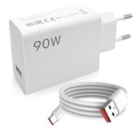 Chargeur USB C 90 W avec câble de charge 6 A de type C 1 m - Bloc d'alimentation fiable pour Xiaomi 15 Ultra 14t 14 Ultra 13t 12pro - Blanc - Bloc d'alimentation USB Turbo Hyper Charge - Chargeur