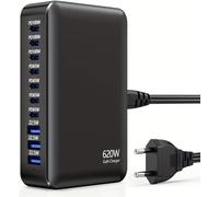 Chargeur Usb C A 620 W 10 Ports Usb Prise Adaptateur Avec 3 Ports Pd Pps 100 W Et Multi Pd 65 W Sortie Rapide, Multiprise Usb-C Secteur Pour Ipad, Iphone 16/15/14/13/12 Pro Max,Samsung,Red Mi Note