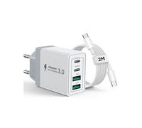 Chargeur USB C Aioneus 40W 4 Ports Rapide avec câble 2m pour iPhone 16 15 iPad Samsung
