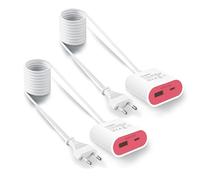 Chargeur USB C avec câble d'extension de 1,5m, Bloc d'alimentation USB 17,5W, idéal pour la Table de Chevet, Le Bureau, la Cuisine ou Les Voyages, Rose, 2 Pack