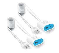 Chargeur USB C avec câble d'extension de 1,5m, Bloc d'alimentation USB 17,5W, idéal pour la Table de Chevet, Le Bureau, la Cuisine ou Les Voyages, Bleue, 2 Pack