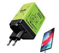 Chargeur USB C - Bloc de Charge à Double Port pour les Ordinateurs Portables - Prise Multiple Rétractable Compatible Avec Ordinateur Portable, PC, Smartphone, Tablette, En Voyage, À La Maison Et En Vo
