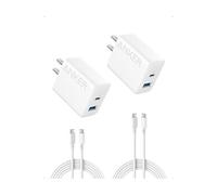 Chargeur USB C Bloc mural rapide 20 W 2-Ports Blanc