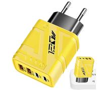 Chargeur USB C, Chargeur Rapide 120 W 2pd + 2 USB Type-C pour Pro Max 16, 15, 14, 13, 12, 11, 12 Pro Max, Chargeurs Rapide avec 4 Ports, Multiple Secteur Bloc, Blanc, Jaune, Noir