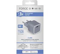 Chargeur USB C Cube 30W Power Delivery UltraGaN Gris + Garantie à vie Force Power
