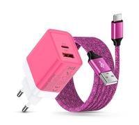 Chargeur USB C double port 20 W Samsung avec câble de charge de 1,8 m pour Samsung Galaxy S26/S25/S24/S23/S22/S21/S20/A17/A16/A56/A36, câble de charge rapide de type C avec bloc d'alimentation pour