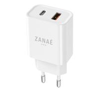Chargeur USB-C et USB-A 20W pour Smartphone et Tablette Charge Rapide Zanaé Blanc