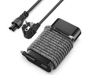 Chargeur USB C fin 65 W pour ordinateur portable HP - Remplacement pour HP Envy X360, Spectre X360, Elitebook, Chromebook, Pavilion, Elite x2 Travel Bloc d'alimentation de type C avec câble tressé