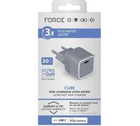 Chargeur USB C - Force Power - Cube 30W - UltraGaN - 100% Plastique Recyclé - Garantie à vie