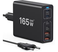 Chargeur USB C GaN 165W, Chargeur de Bureau USB C GaN 6 Ports Adaptateur de Chargeur Mural Rapide de Voyage Compatible avec MacBook Pro/Air/iPhone 14/13/12 Series/Samsung Galaxy S23/S22/S21/Laptop