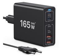 Chargeur USB C GaN 165W, USB C GaN 6 Ports Adaptateur de Chargeur Mural de Voyage Compatible avec MacBook Pro/iPhone 12/13/14/15/16 Series/Samsung Galaxy S24/S23/S22/Laptop