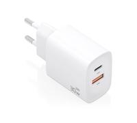 Chargeur USB-C GaN 30W - AISENS - 1xUSB-C PD3.0 - 1xUSB-A QC3.0 - Blanc - Technologie GaN - Charge rapide