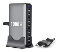 Chargeur USB C multiple 1000 W, 10 ports, chargeur rapide Gan 4 Max140 W pour ordinateur portable (8 USB-C et 2 USB-A) pour MacBook Air, i-Pad, iPhone 17/16/15, Galaxy S25, HP