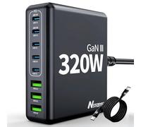 Chargeur USB C multiple, 320 W, GaN III, 8 ports, chargeur rapide, avec PPS & PD 100 W, 5 ports USB et 3 USB A, station de charge USB C noire pour MacBook/ordinateur portable/iPad
