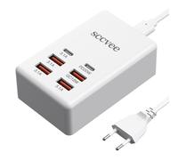 Chargeur USB C Multiple, 55W 6 Ports Charger Holder Multi-USB Charging Station Desktop Multi-Port Charger Compatible avec iPhone/Samsung/Google/Xiaomi/Oppo/Tablet and So on.