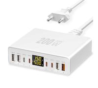 Chargeur USB C Multiple 8 Ports avec Écran LED, YSYFAD 200W Station de Charge GaN Rapide PD PPS Chargeur Type C 45W USB QC 3.0 Multi pour iPhone iPad Macbook Ordinateurs Portables Samsung, Blanc