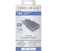 Bigben Connected Adaptateur secteur Force Power – UltraGaN 30W PD/PPS (USB-C), garantie à vie, gris