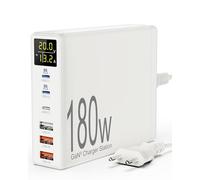 Chargeur USB C Rapide 180W, Sanicata Chargeur USB C Multiple avec écran LCD GaN 6-Ports [3Type-C+3USB] Station de Charge, Alimentation pour MacBook Pro Air Laptop iPhone 14/13/12 Samsung Galaxy…