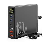 Chargeur USB C Rapide 180W, Sanicata Chargeur USB C Multiple avec écran LCD GaN 6-Ports [3Type-C+3USB] Station de Charge, Alimentation pour MacBook Pro Air Laptop iPhone 14/13/12 Samsung Galaxy…