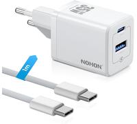 Chargeur Usb C Rapide: 35W Gan Adaptateur Usb C Avec 1M 60W Câble, Pd3.0 Prise Secteur, 2-Port Chargeur Rapide Compatible Avec Iphone 15 14 13 12 Pro Max/Ipad Pro Mini/Samsung/Pixel
