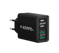 Chargeur USB C Rapide,40W 4 Port Prise USBC Chargeur Rapide, 3.1A PD+QC Type C Adaptateur Multi Secteur Chargeur pour iPhone16 15 14 13 12 11 Pro Max X XS XR 8 Plus Mini SE,Samsung,iPad