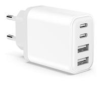 Chargeur USB C Rapide, 40W 4-Port Prise USBC Multi Secteur Replacement for iPhone 16 15 14 13 12 11 Pro Max SE 2020 XS XR X 8 Plus, Pad, Galaxy, Chargeur Rapide Mural Secteur Alimentation Adaptateur