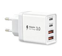 Chargeur USB C Rapide 40W 4 Ports Prise Multiple Secteur Adaptateur Bloc de Charge Rapide Double Port PD+QC pour i Phone 17 16 15 Pro Max Plus Sa msung Galaxy