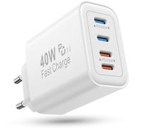 Chargeur USB C Rapide, 40W Chargeur Samsung Charge Rapide, 4Ports Multiple USBC Prise pour Samsung Galaxy S25 S23 S24 Ultra Plus A54, iPhone 16 15 14 13 12 11 Pro Max/iPad, Tablette Adaptateur Secteur