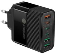 Chargeur USB-C Rapide 55W 6 Ports Prise Type C 25 W Chargeur Multiple PD QC3.0 Charge Mobile, Prise d'alimentation USB C Samsun S22 S23 S24 iPhones 15 14 13, 16, 16E, fiche Murale Adaptateur