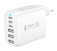 Chargeur USB C Rapide, 60W 6 Port Prise USB C Chargeur Rapide iPhone Prise USB Multiple Adaptateur USB Prise Multiple USB pour iPhone 17/16/15/14/13/12/11 Pro Max/iPad Pro,Samsung S25/S24/S23/S22/S21