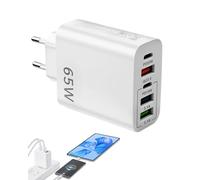 Chargeur USB-C Rapide 65W Multi Ports Adaptateur Secteur avec 5 Ports USB-C Et USB-A QC3.0 PD20W Charge Rapide Universelle pour iPhone 15 14 13 12 11 Samsung S23 S22 S21 iPad Huawei Xiaomi