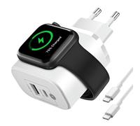 Chargeur USB C Rapide pour iPhone, Samsung, Huawei - 3 en 1 USB C Prise avec Chargeur sans Fil pour Apple Watch, Chargeur USB Mural