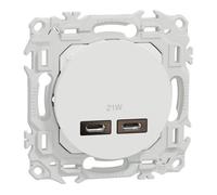 Prise chargeur double USB type C+C Odace II - Blanc SCHNEIDER