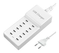 Chargeur USB C, Station de Recharge USB à 12 Ports, Bloc de Recharge USB Multiport 50W, Chargeur Multiple de Bureau USBC pour iPhone 16/15/14/13/12/iPad/Samsung S24/S23/Ultra/Z Flod/Watch/écouteurs