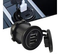 Chargeur USB compact 12 V avec deux ports et écran LED pour une charge efficace n'importe où (blanc)