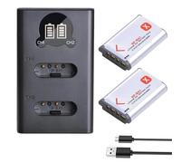 Chargeur USB Compatible avec la Batterie Sony NP-BX1 et l'écran LCD for appareils Photo numériques DSC RX1, RX100, M3, M2, RX1R, WX300, HX300, HX400, HX50 et HX60.(2 Battery 1 Charger)
