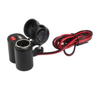 Chargeur USB de moto 12-45 V étanche double port ABS support de téléphone portable pour moto avec interrupteur pour chargeur USB ATV 2,2 cm montage guidon noir double USB moto câble 130 cm pour GPS