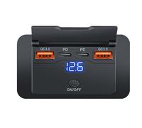Chargeur USB de voiture avec commutateur de tension 4 ports Dual QC Dual PD