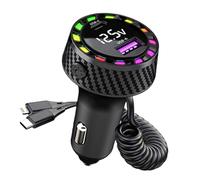 Chargeur USB de voiture, chargeur de voiture | Adaptateur de charge de voiture à 2 ports avec cordon enroulé,Chargeur de voiture de téléphone portable à charge rapide avec lumière colorée, chargeurs a