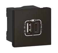 chargeur usb - double associable - 2 modules - type a+c - noir - legrand 079193l